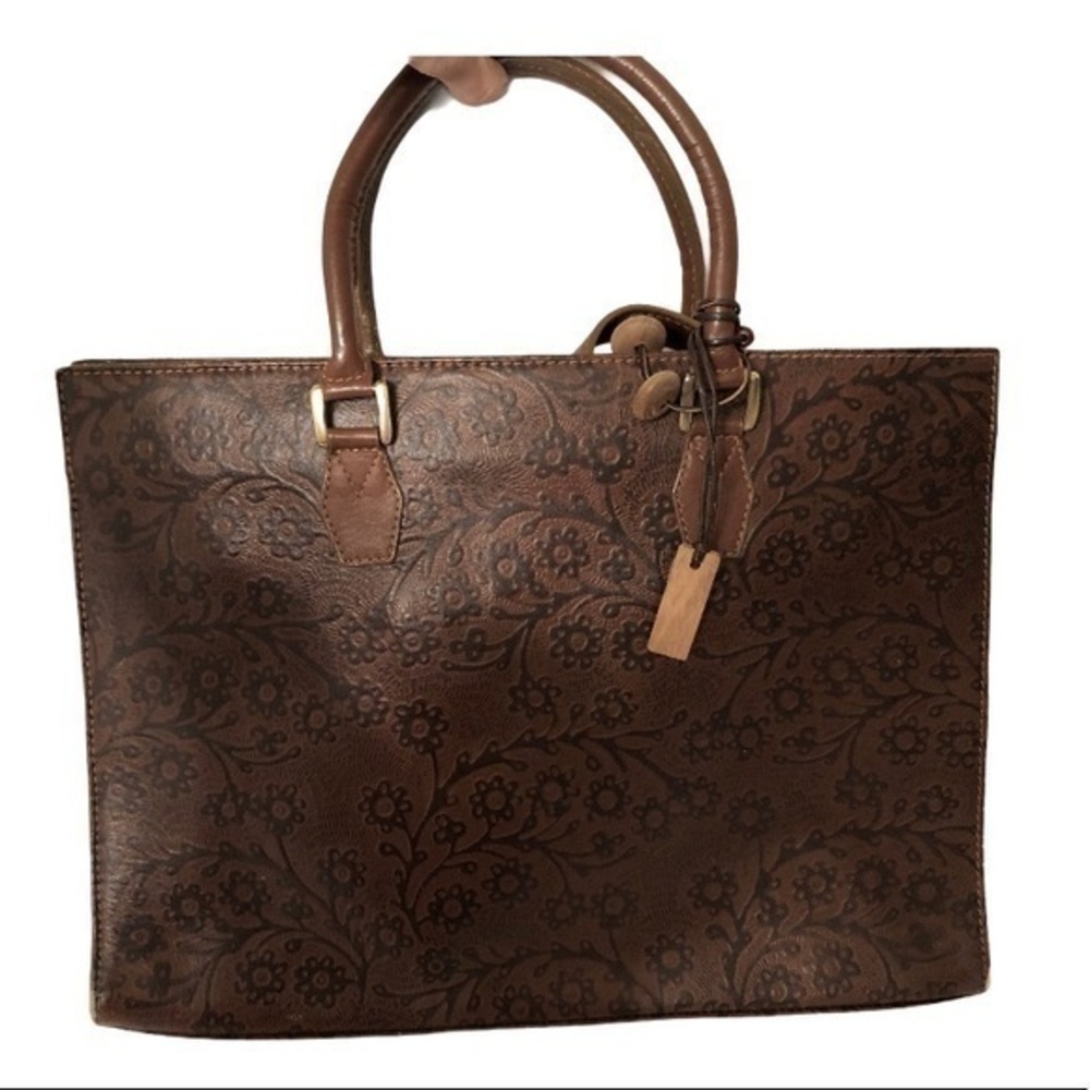 Hidesign embossed leather tote bag